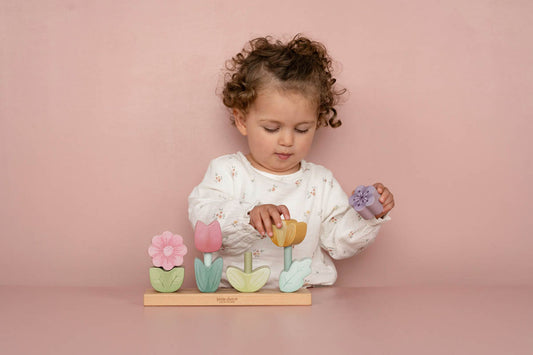 Little Dutch Stapelpuzzle Blumen Fairy Garden FSC Holz mit Lasergravur Zur Geburt