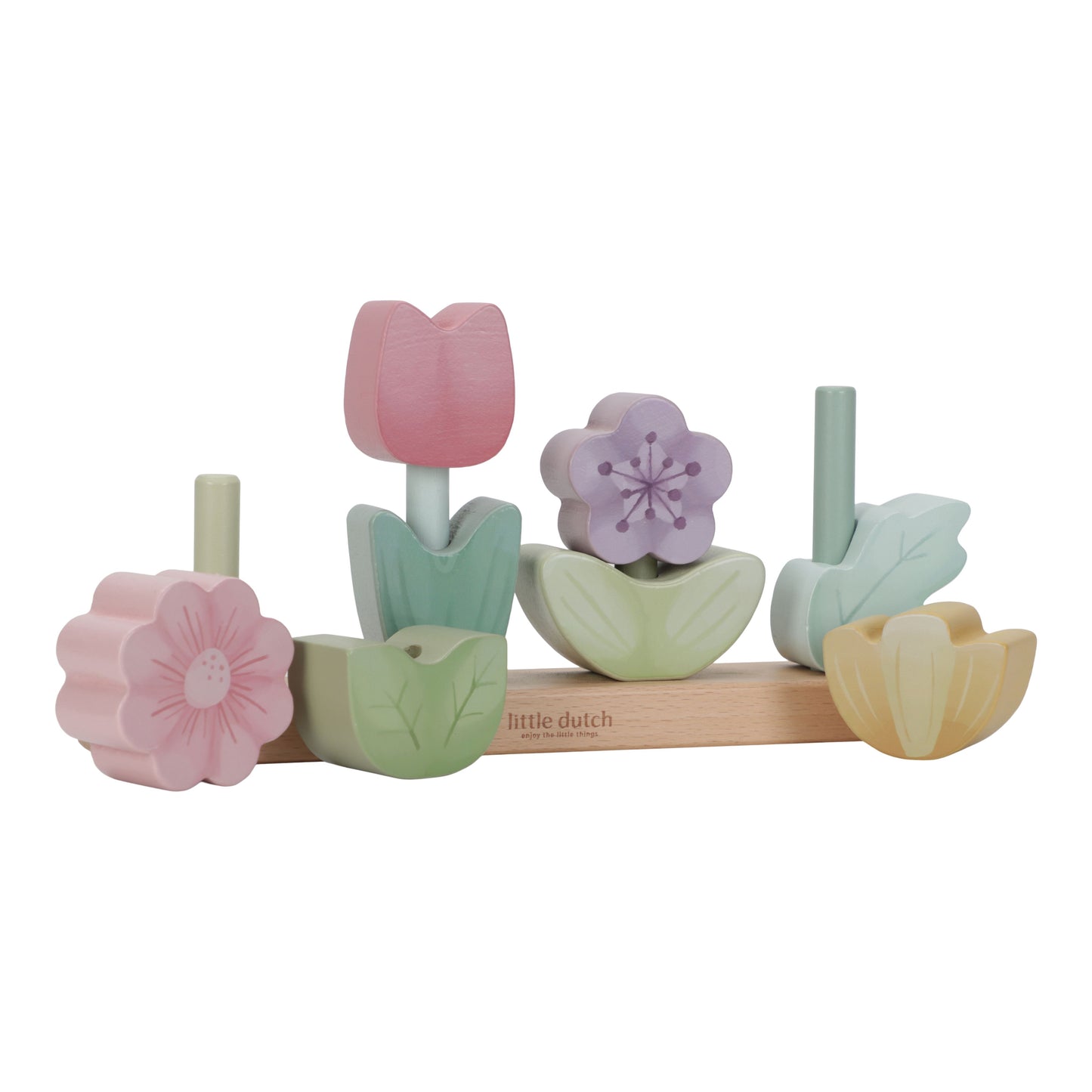 Little Dutch Stapelpuzzle Blumen Fairy Garden FSC Holz mit Lasergravur Zur Taufe