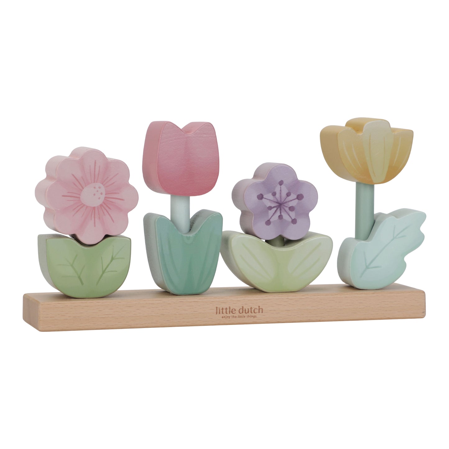 Little Dutch Stapelpuzzle Blumen Fairy Garden FSC Holz mit Lasergravur Zur Geburt
