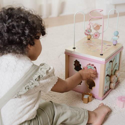 Little Dutch rosa Holz Aktivitäten Motorik Würfel Fairy Garden