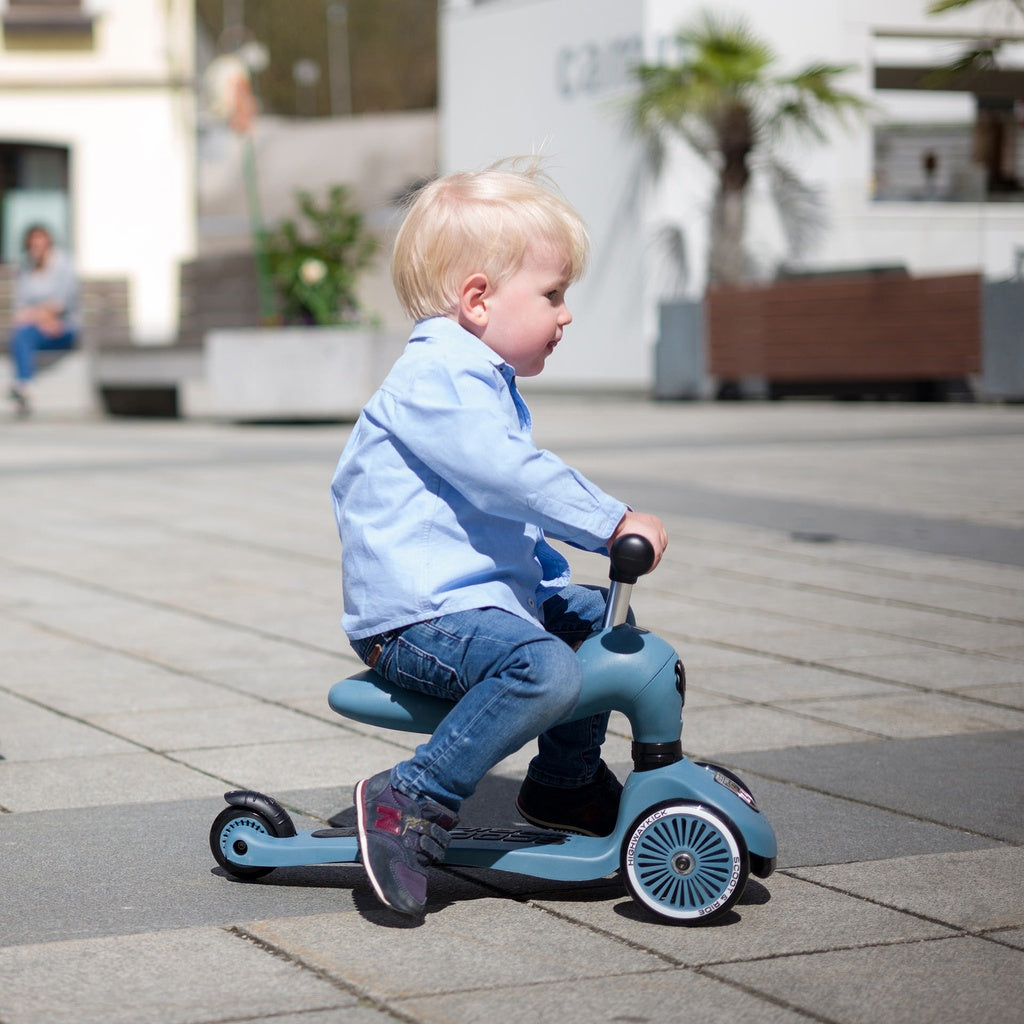 Scoot & Ride Highwaykick 1 steel 2 in1 Kickboard mit Sitz blau