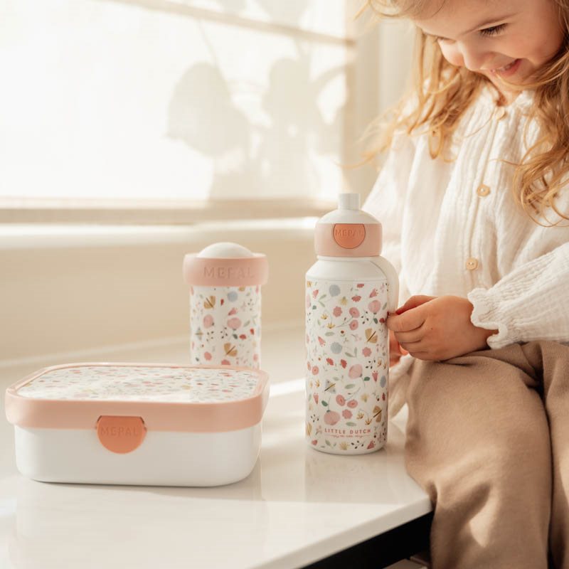 LIttle Dutch Trinkflasche Pop-up Flowers & Butterflies Campus 400 ml Mepal 107410065243