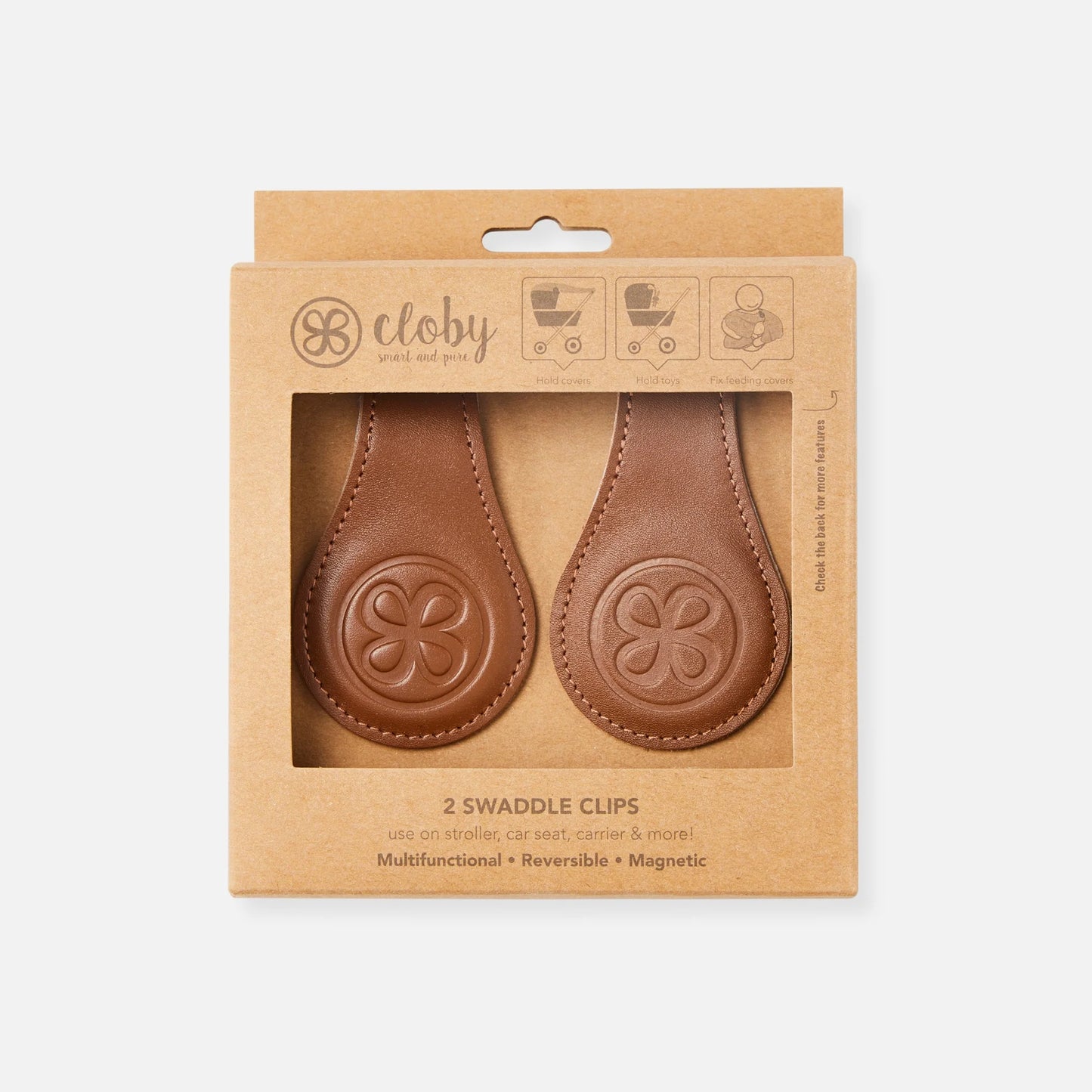 Cloby Magnetclips Braun (Leder)
