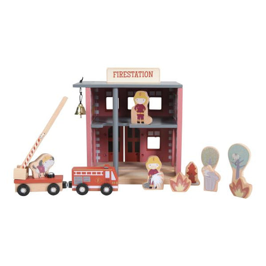 Haltestelle Spielset Feuerwache Holz/ Erweiterungsset Eisenbahn 'Railway Collection' | Little Dutch
