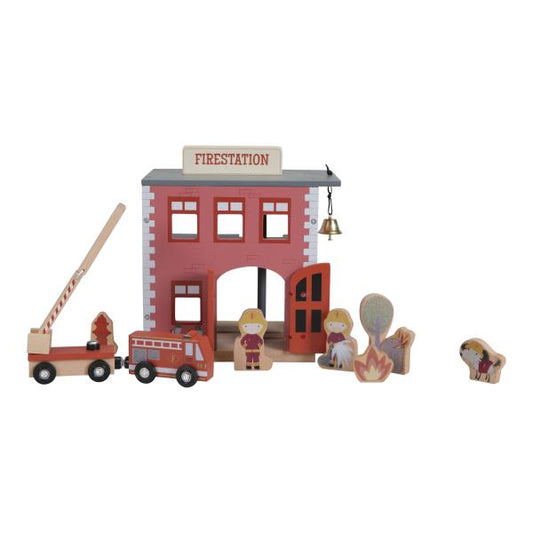 Haltestelle Spielset Feuerwache Holz/ Erweiterungsset Eisenbahn 'Railway Collection' | Little Dutch