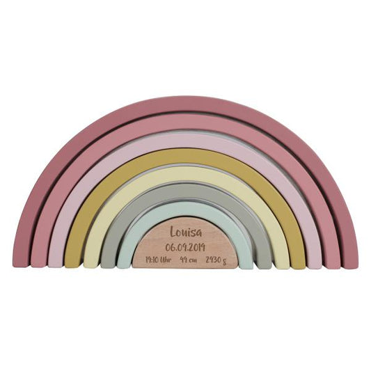 Regenbogen Holz Pink, zur Geburt gelasert | Little Dutch