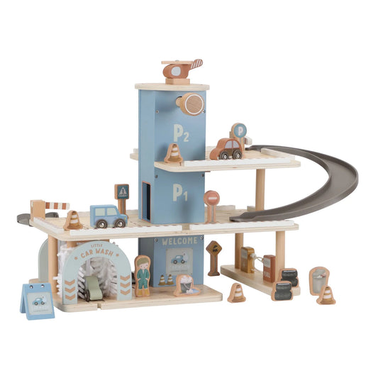 Little Dutch Parkhaus Holz  Blau Spielzeug Parkgarage