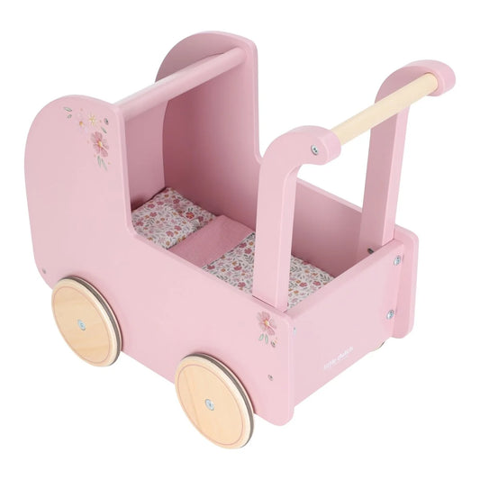Little Dutch Puppenwagen Rosa Holz mit Textilien Soft Flowers