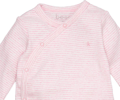 bess rosa gestreifter Baby Strampler für Mädchen ab Gr. 44
