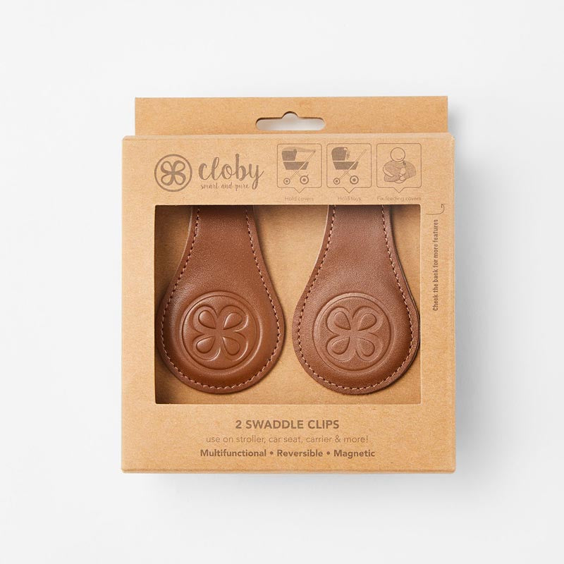 Cloby Magnet-Clips 2er Set Leder braun