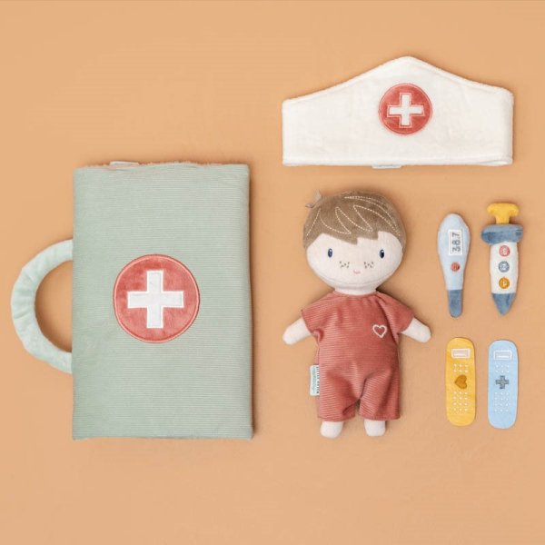 Doktor Spielset Kuschelpuppe Jim Little Dutch Jim Puppe Krankenpflege Spielset