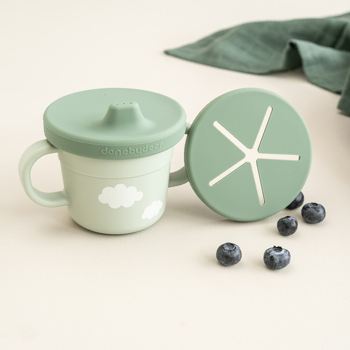 done by deer Foodie Snack & Trinkbecher Set grün - Croco