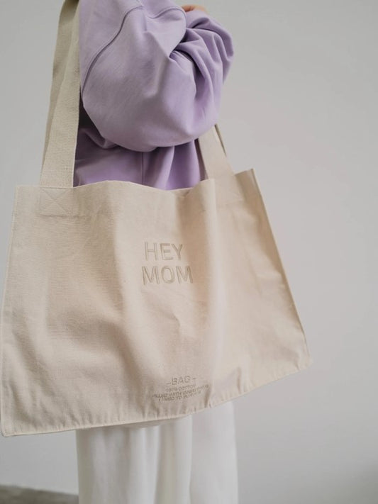 Famvibes Big Canvas Bag Hey Mom Tasche - beige