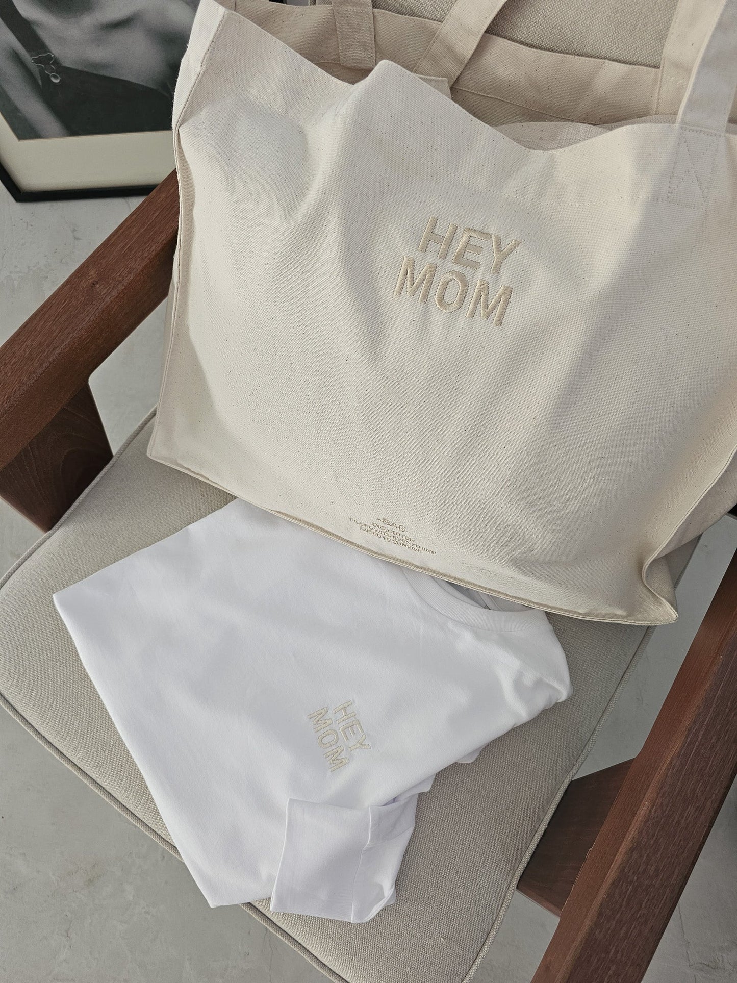 Famvibes Big Canvas Bag Hey Mom Tasche - beige