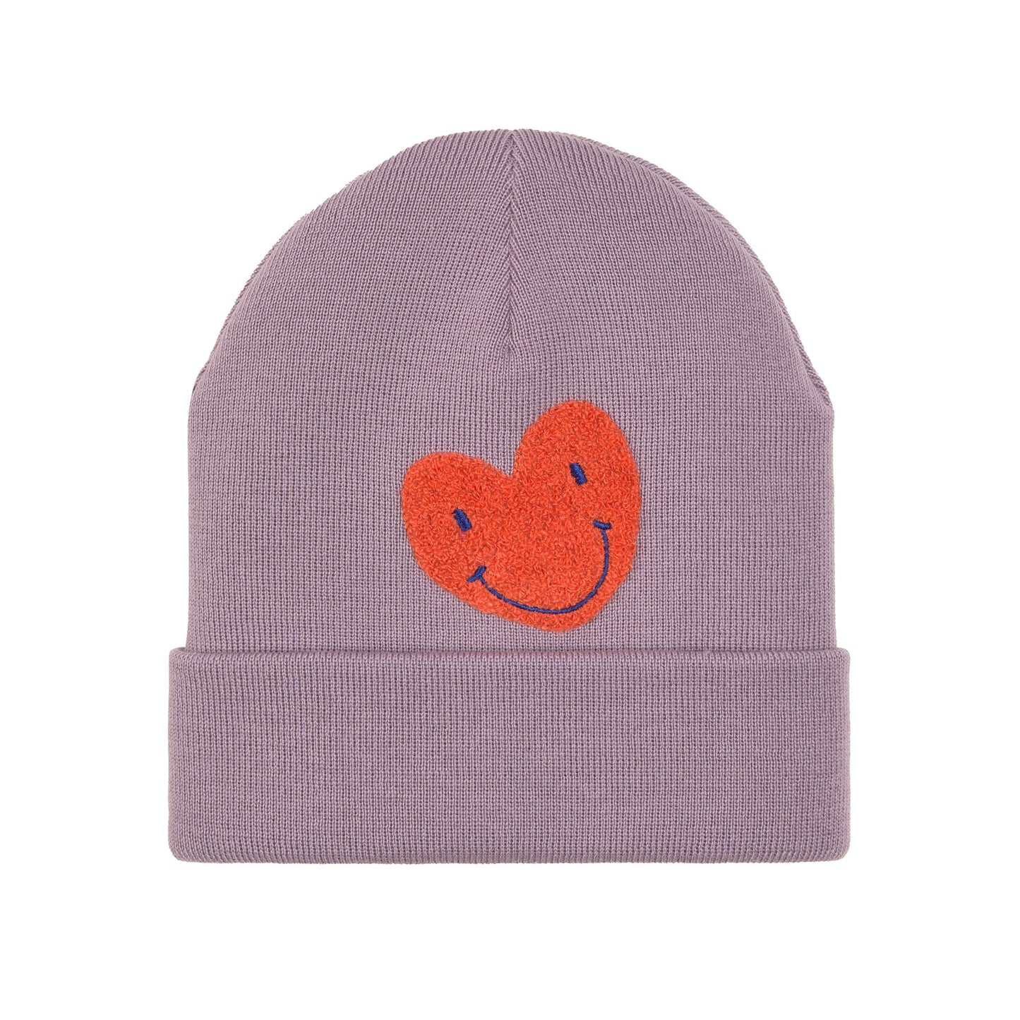 Lässig Beanie Mütze Kinder Herz Lila Merinowolle - Little Gang