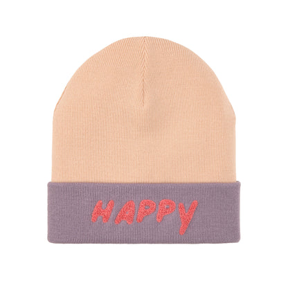 Lässig Beanie Mütze Kinder - Merino Wolle Little Gang Happy Rosa
