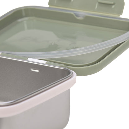 Lässig Brotdose Kinder - Edelstahl Lunchbox Happy Prints Oliv