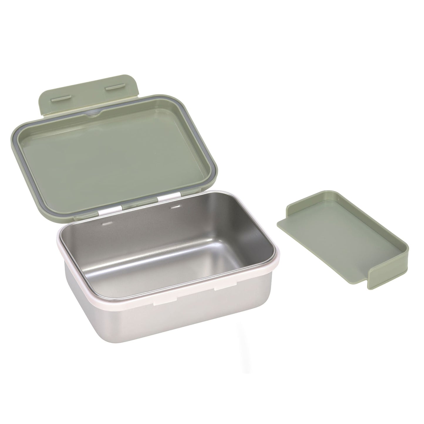 Lässig Brotdose Kinder - Edelstahl Lunchbox Happy Prints Oliv