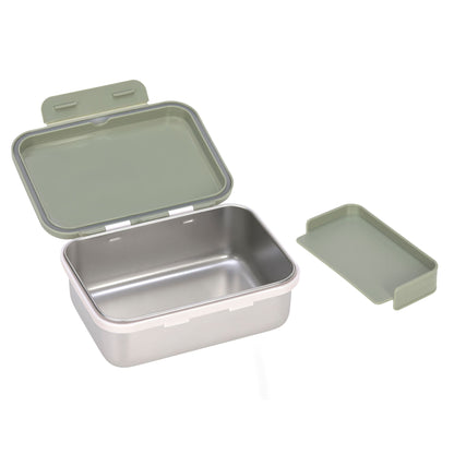 Lässig Brotdose Kinder - Edelstahl Lunchbox Happy Prints Oliv