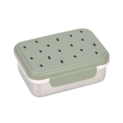 Lässig Brotdose Kinder - Edelstahl Lunchbox Happy Prints Oliv