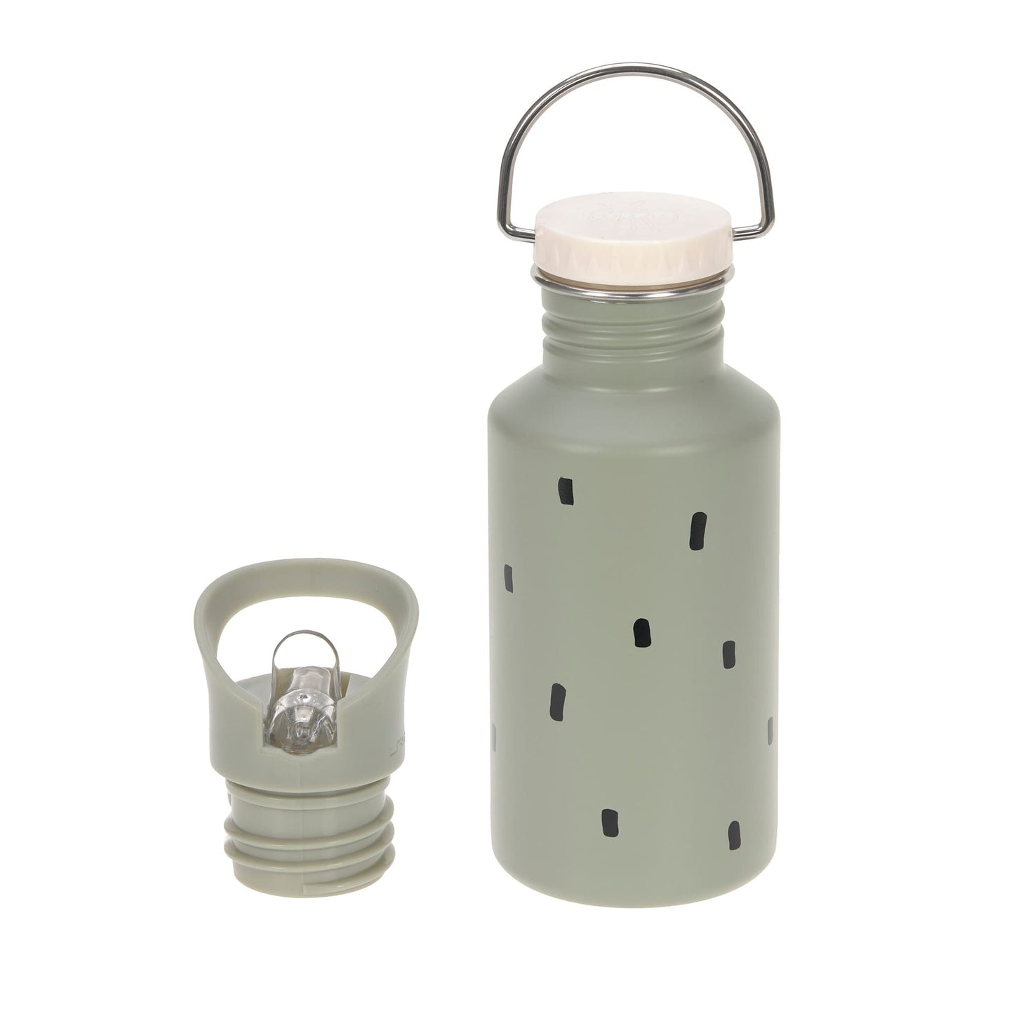Lässig Trinkflasche Kinder - Edelstahl Happy Prints Oliv