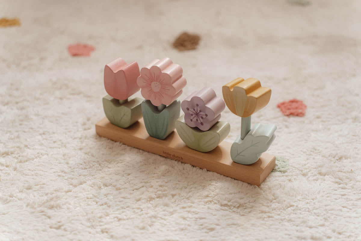 Little Dutch Stapelpuzzle Blumen Fairy Garden FSC Holz mit Lasergravur Zur Taufe