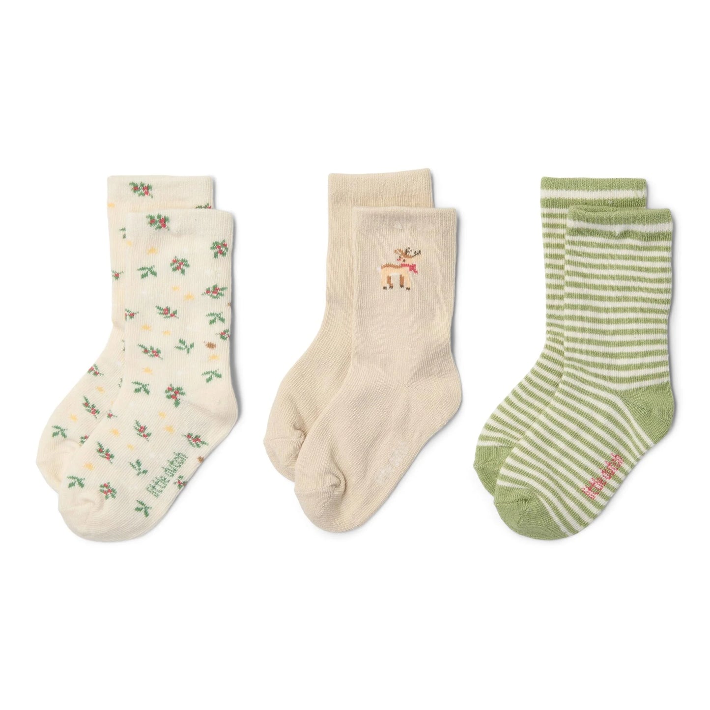 Little Dutch Christmas 3er-Pack Weihnachtssocken Beige