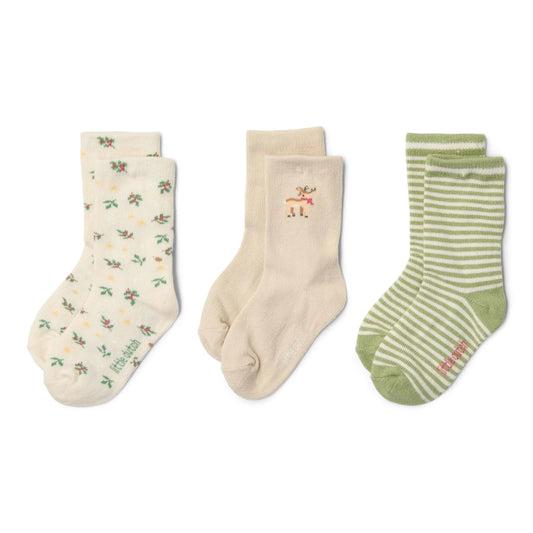 Little Dutch Christmas 3er-Pack Weihnachtssocken Beige