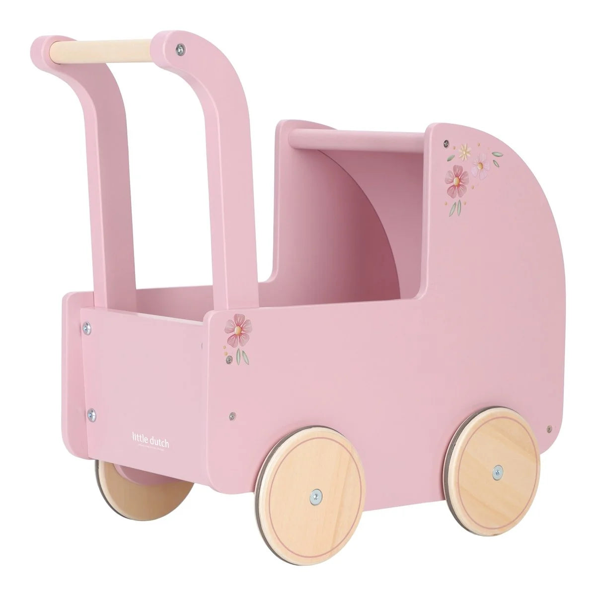 Little Dutch Puppenwagen Rosa Holz mit Textilien Soft Flowers