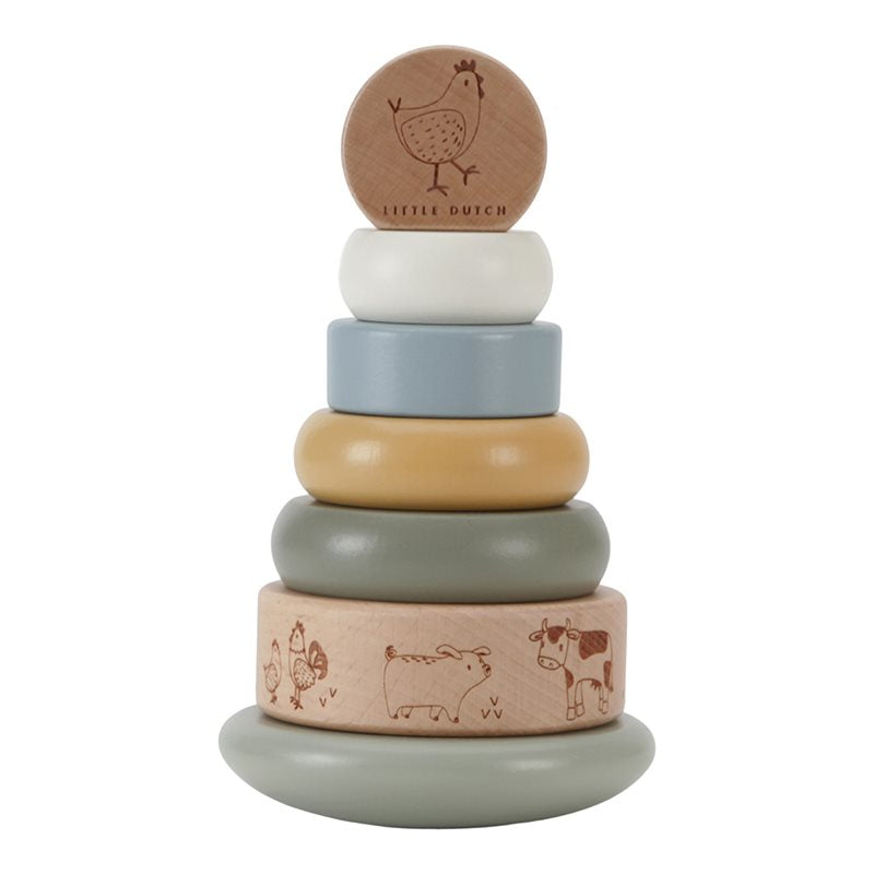Little Dutch Holz Stapelturm mit Ringen Little Farm LD7142