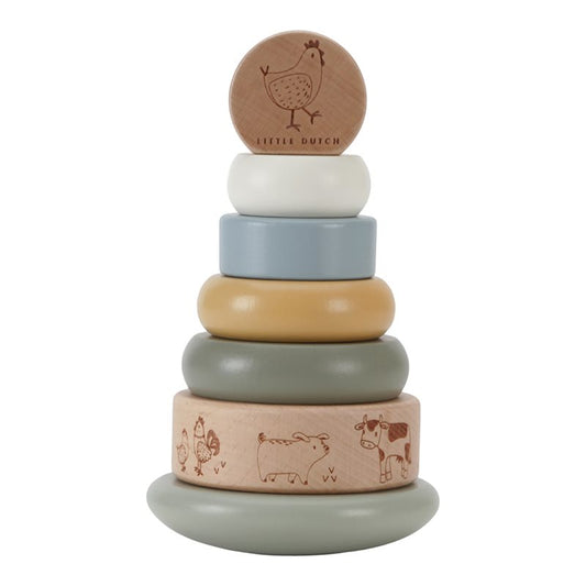 Little Dutch Holz Stapelturm mit Ringen Little Farm LD7142