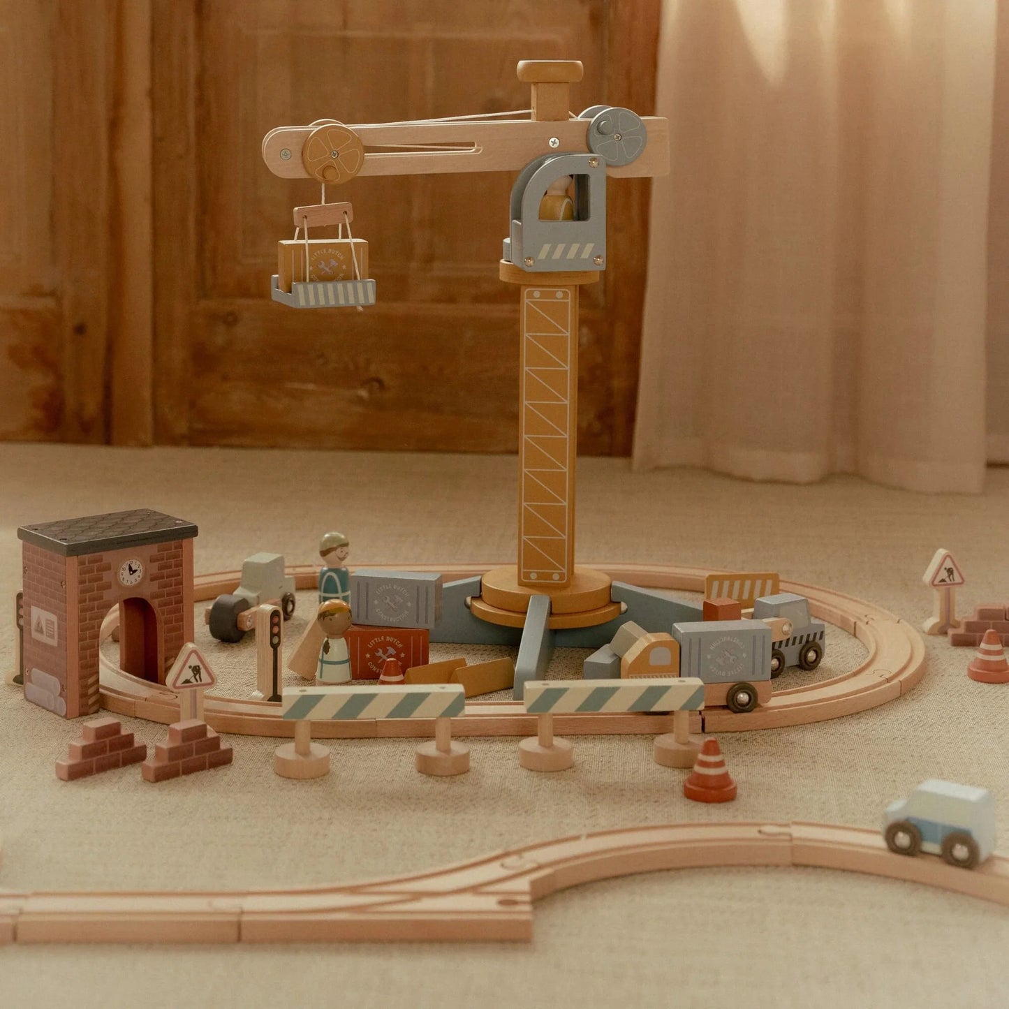 Little Dutch Kran Set Holz Spielset mit Zubehör