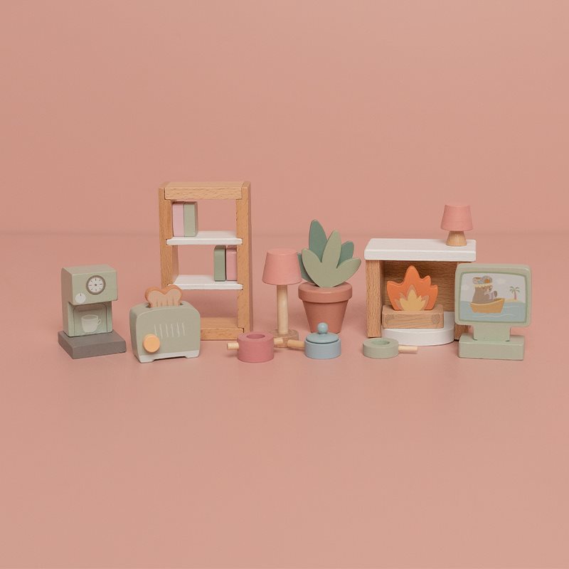 Little Dutch Puppenhaus Möbel Erweiterungsset rosa aus Holz
