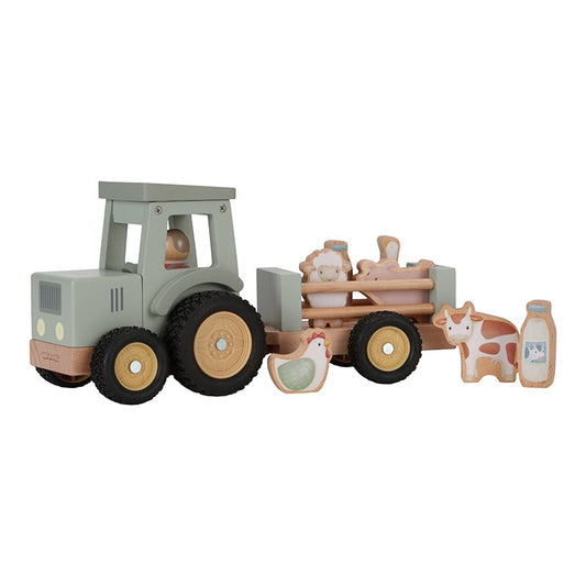 Little Dutch Holz Eisenbahn mit Steck-Formen Traktor Little Farm LD7154