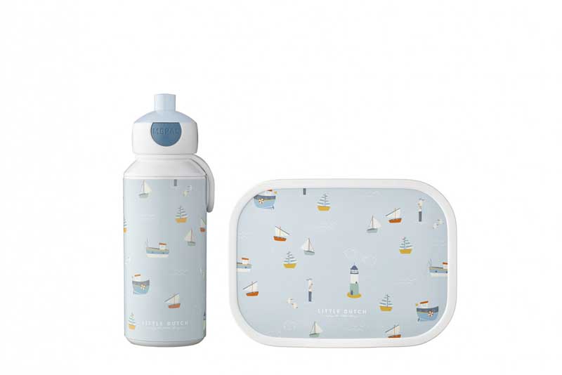 Little Dutch Mepal Pausenset Campus Trinkflasche Pop-up und Brotdose Sailors Bay