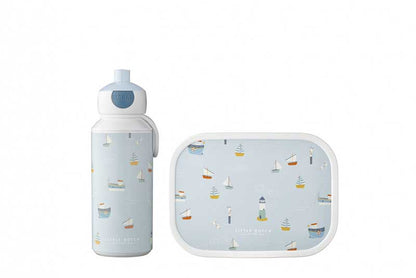 Little Dutch Mepal Pausenset Campus Trinkflasche Pop-up und Brotdose Sailors Bay