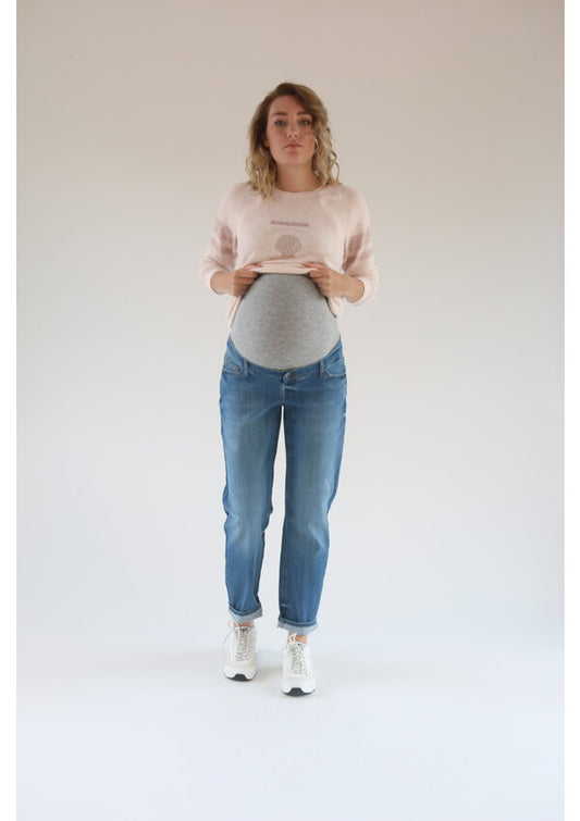 Love2wait Jeans Norah - coole Mom-Fit Umstandsjeans dunkle Waschung