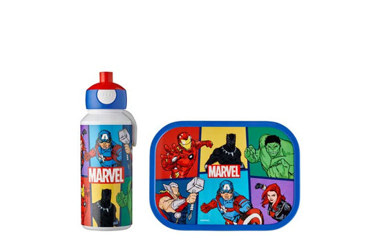 Mepal Pausenset Campus Trinkflasche Pop-up und Brotdose Avengers