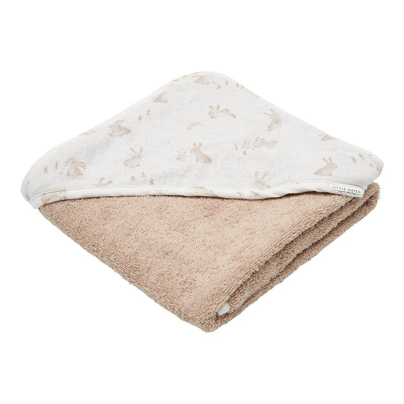 Little Dutch Kapuzenhandtuch beige Musselin Baby Bunny - 75 x 75 cm